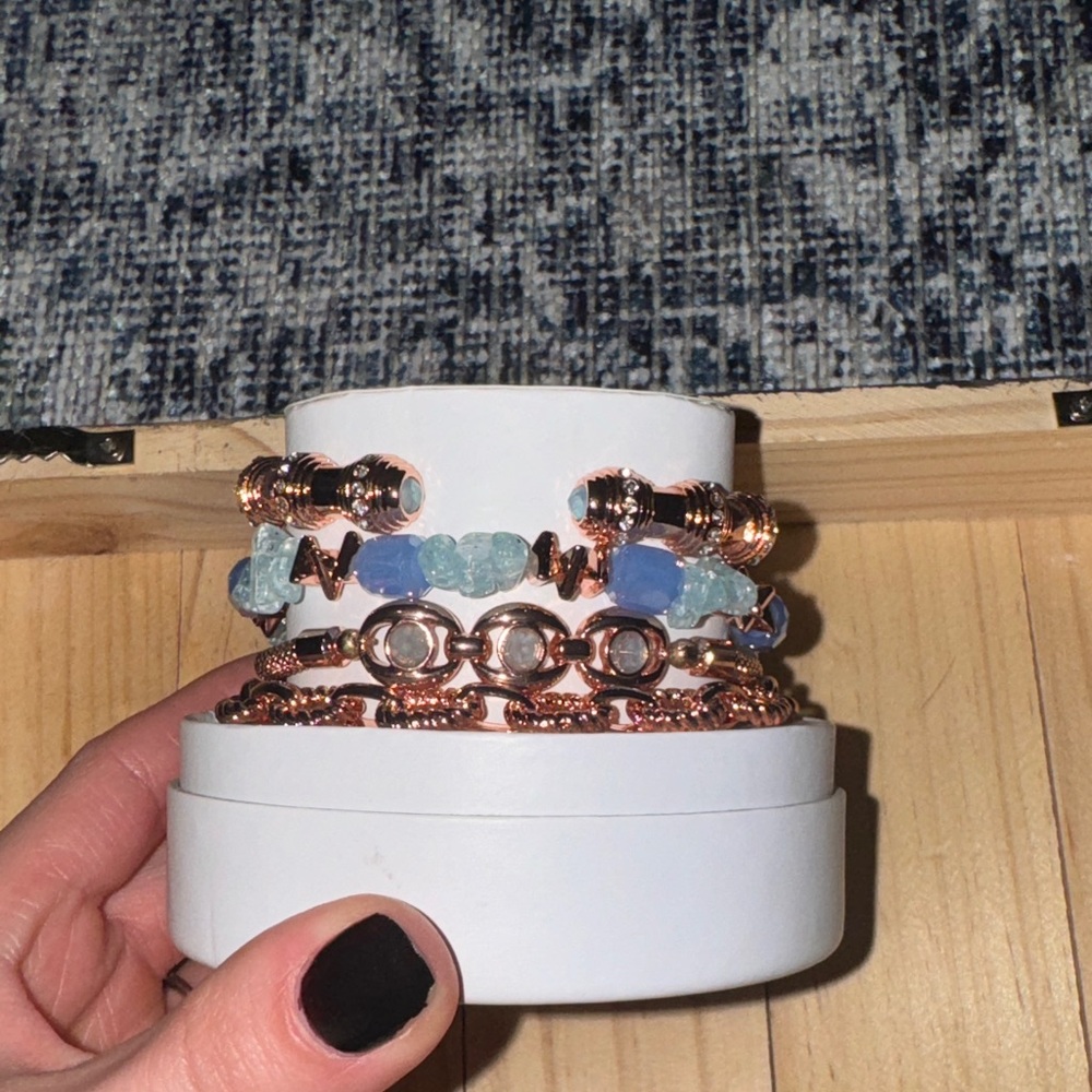 BP Rose Gold and Blue Bracelet Set